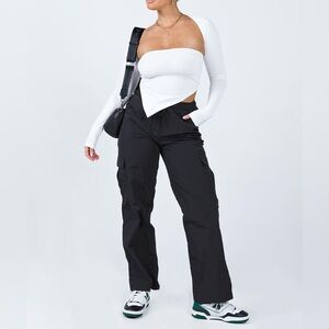 Princess Polly Flossie Parachute Pants Black Size 4